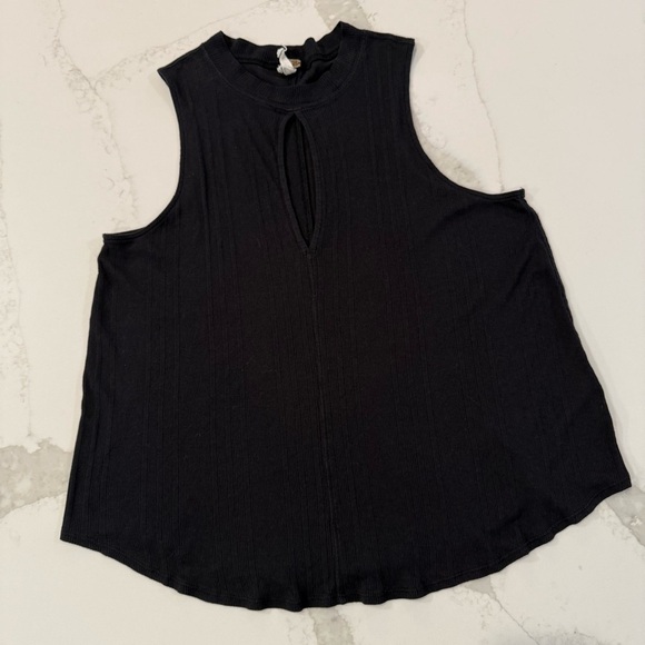 We The Free Tops - We The Free People Faye Ribbed Keyhole Knit Tank Top Women’s Medium Black Casual